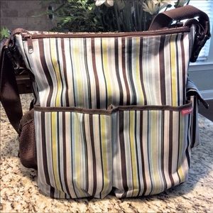 Skip Hop Blue Diaper Bag Metro Striped Pattern